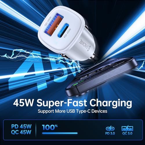 Syncwire 60 W USB C Car Charger with PD & QC Fast Charging – Ultimate Compatibility for i Phone 16, Galaxy S23/S22, Google Pixel 7/7 Pro – Includes 5 FT Coiled Type C Cable for Maximum Convenience – Compact Design with Safety Features for Reliable Power on the Go