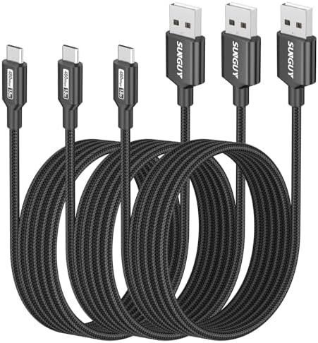 SUNGUY Micro USB Cable 1.5FT, [10-Pack] Short Braided USB 2.0 Micro Android Charger Fast Charging & Data Sync Cord Compatible with Samsung Galaxy S6 S7 Edge Note 5, Tab 4, PS4, Kindle and More – Enhanced Compatibility and Speed