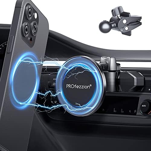 Magnetic Phone Holder for Cars – PROfezzion Suction Cup & Vent Clip Combo for i Phone 16/15/14/13 Pro Max & All Smartphones – Seamless Mag Safe Compatibility & Durable Aluminum Design – Enhanced Grip for Safe Navigation and Hands-Free Calls
