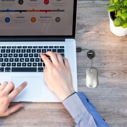 Compact Blue USB Optical Mouse Duo with Retractable Cable – Perfect Travel Accessory for Windows & Mac Users, High Precision & Ergonomic Comfort, Tangle-Free Design for On-the-Go Computing