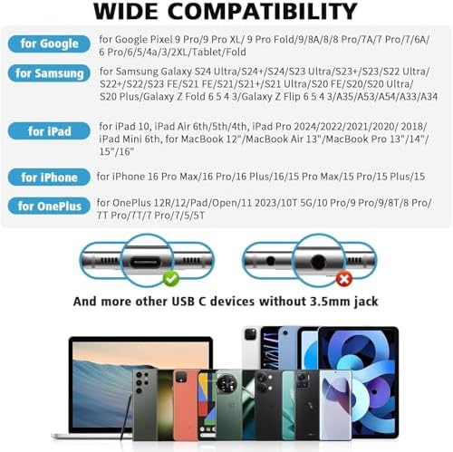 Elevate Your Audio Experience with USB-C Wired Earbuds – Seamlessly Compatible with i Phone 16, 15 Pro Max, i Pad Pro & Google Pixel 8, 7, 6 A, 5 – Superior Ergonomic In-Ear Design for Hi-Fi Stereo Sound, Integrated Microphone & Volume Control for Effortless Calls and Music – Lightweight, Tangle-Free Cable for Ultimate Portability and Comfort – Perfect for Music Enthusiasts, Gamers, and Professionals Seeking Unmatched Sound Quality and Durability – Experience High-Performance Earphones That Enhance Your Daily Life and Keep You Connected on the Go