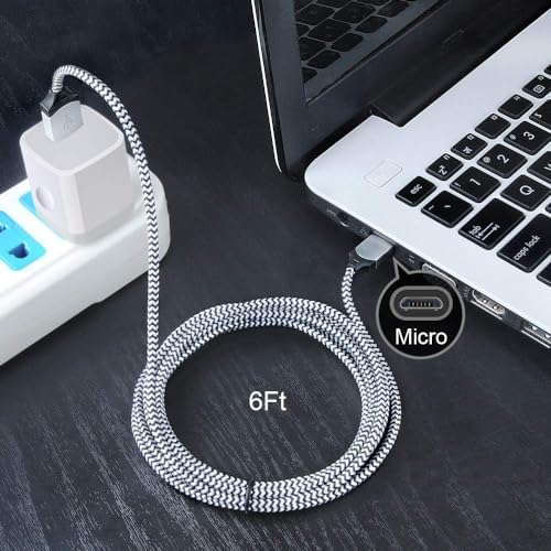 High-Performance Android Phone Charger Set: 4-Pack Micro USB Fast Charging Adapters with 6 ft Nylon Braided Cords for Samsung Galaxy S7, S6 Edge, Note 5, Moto G Series, and HTC – Durable, Tangle-Free Power Solution for Home & Travel