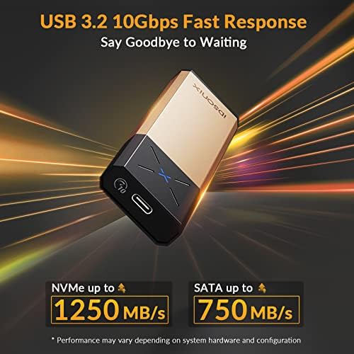 i Dsonix High-Speed M.2 NVMe Enclosure Adapter with Heavy-Duty Protector – 10 Gbps USB C SSD Converter for M.2 PCIe & AHCI SATA – Ultimate Portable Storage Solution with Enhanced Durability and Rapid Data Transfer Efficiency