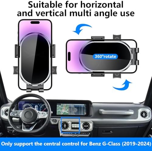 Premium 360-Degree Rotating Car Phone Holder for 2019-2024 Mercedes Benz G-Class Models – AMG G63, G65, G500, G550, G580 | Luxury Dashboard Mount for Secure Mobile Navigation and Elegant Interior Enhancement | Ultimate Compatibility and Hands-Free Safety Accessory
