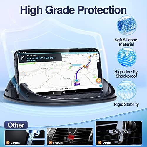 Loncaster Universal Dashboard Car Phone Holder Mount – 2 Pack Ultra-Stable Silicone Cradle for Hands-Free Use, Compatible with i Phone & Most Smartphones, Effortless Installation, 360-Degree Viewing Angles, Essential Car Accessory for Safe Navigation and Calls