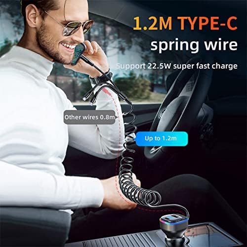 Ultra-Fast 100 W USB C Car Charger – 3-in-1 PD35 W Adapter for i Phone 15 Pro Max, Samsung Galaxy S22/21 & Google Pixel – Multi-Device Compatibility with Safety Features for On-the-Go Charging Efficiency