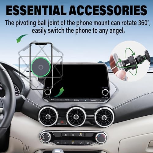 Car Phone Holder for 2021-2025 Nissan Rogue/2019-2025 Altima/2020-2025 Sentra Accessories 15W Fast Wireless Charger 8-in Screen Fixed Clip Cell Phone Mount Hands-Free 360 Degree Rotation – Enhanced Compatibility and Speed