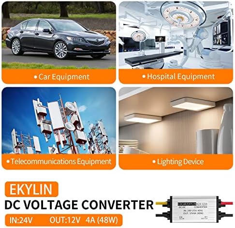 Heavy Duty Waterproof 24 V to 12 V DC Power Converter – 5 A 60 W Versatile Adapter for Vehicles, Marine, and Solar Applications by EKYLIN Power Accessories – Reliable, Durable, and Efficient Power Solution for Every Outdoor Adventure