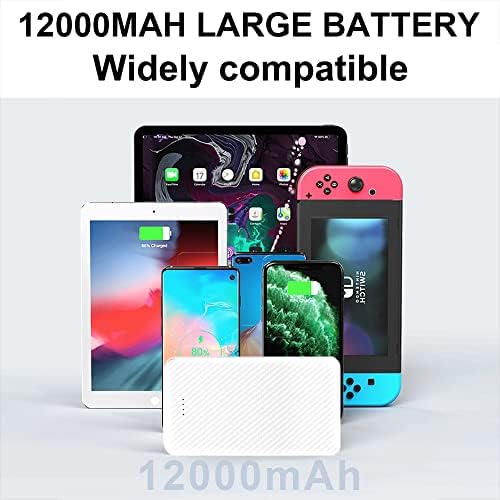 12000 m Ah SLu B Portable Power Bank – Ultra-Slim Fast Charging Battery Pack with 3 A USB-C, Ideal for i Phone, Samsung & Tablets – Enhanced Universal Compatibility for On-the-Go Connectivity