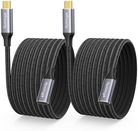 5 ft USB C Extension Cable – Ultra-Fast 10 Gbps Data Transfer & 100 W Power Delivery – Perfect for i Phone 16/15, Mac Book Air/Pro & i Pad Pro – Durable 2-Pack for Enhanced Connectivity & Versatile Device Setup