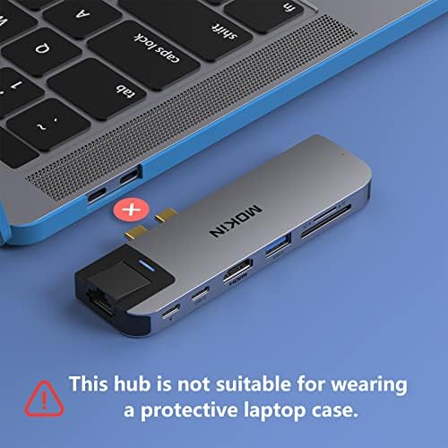 MOKi N USB C Multiport Adapter Hub for Mac Book Pro/Air – 4 K HDMI, Gigabit Ethernet, Dual USB Ports, TF/SD Card Reader, 100 W USB-C PD & Thunderbolt 3 – Ultimate Connectivity Solution for Professionals and On-the-Go Users