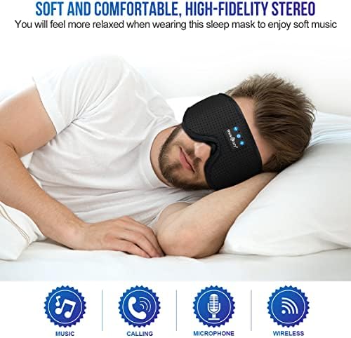 Transform Your Sleep Experience with the MUSICOZY Bluetooth Sleep Mask – Premium Wireless Eye Cover Featuring Built-In Earbuds for Ultimate Comfort, Perfect for Side Sleepers, Office Relaxation, and Travel – Advanced Bluetooth 5.4 Connectivity for Effortless Pairing and High-Quality Sound, Ideal Tech Gift for Anyone Seeking Restful Slumber.