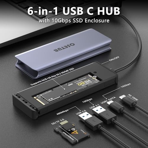 Revolutionary 8-in-1 USB-C Hub with M.2 NVMe/SATA SSD Enclosure – Experience Blazing 10 Gbps Data Transfer, Crystal-Clear 4 K HDMI Output, and Robust 100 W Power Delivery – Ultimate Connectivity Solution for XPS Users and Tech Savvy Professionals