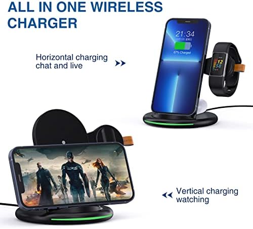 Revolutionary 3-in-1 Multi-Device Charging Station for Fitbit Charge 5/6, i Phone 16/15/14/13 Pro Max/12/11, Samsung Galaxy S25/S24/S23/S22+, and Air Pods Pro/3 – Rapid Charging & Enhanced Device Compatibility for Seamless Power Management