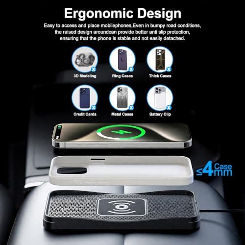 High-Efficiency Car Wireless Charger Pad – 20 W/15 W/10 W Fast Charge Solution for i Phone 16/15/14/13/12/11 & Samsung S24-S9 – Non-Slip Design for Secure Device Stability – Ultimate Automotive Charging Accessory with Safety Features & Sleek Fit