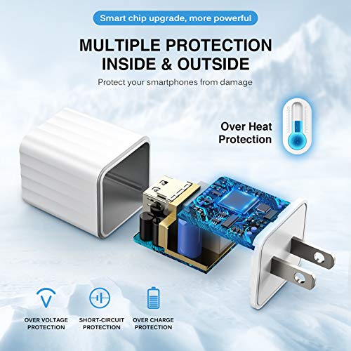 Dual-Port i Phone Fast Charger with 6.6 FT Nylon Braided Lightning Cable – Efficient Dual Device Charging Adapter for i Phone 14, 13, 12 Pro Max, 11, SE & i Pad – MFi Certified Power Solution for Rapid Charging and Enhanced Durability