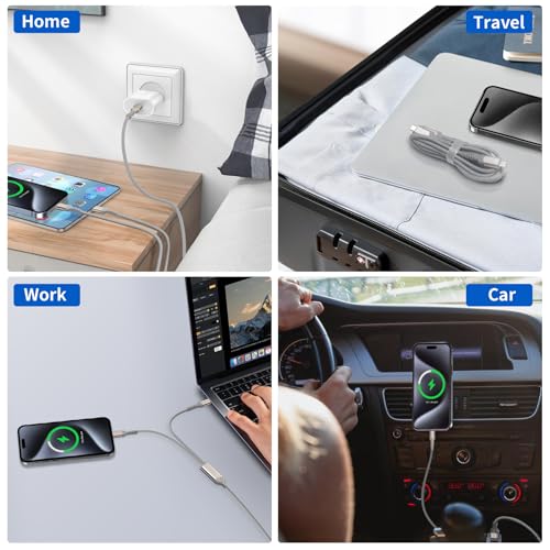 Ultra-Fast 140 W USB-C Charging Cable – 4.2 FT 2-in-1 Fast Charger for i Phone 16 Series, Galaxy S24, Mac Book Pro/Air, & More – Premium Nylon Braided Design for Enhanced Durability and Compatibility – Rapid Charging & Data Transfer Solution for All Devices