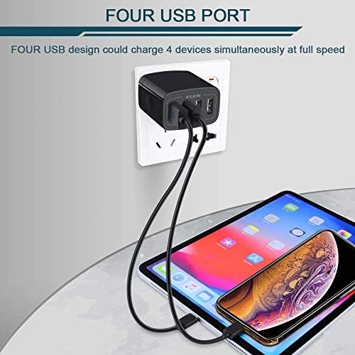 AILKIN 4.8 A Multi-Port USB Wall Charger – Ultimate Fast Charging Station for i Phone 15/14/SE/13/12/11 Pro Max & Samsung S23/S22 – Compact Power Hub with Built-in Safety Features for Home, Office & Travel