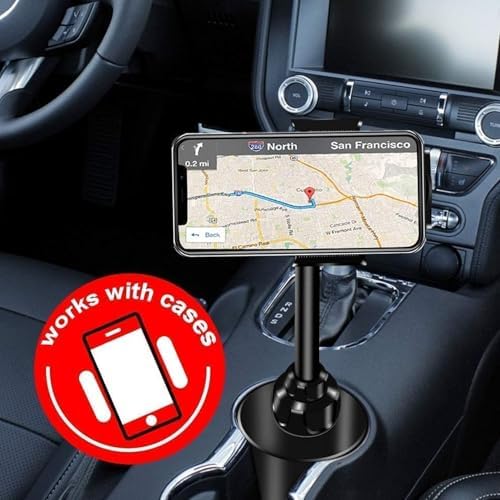 Premium le Quiven Car Cup Holder Phone and Tablet Mount – Secure Cradle for Samsung Galaxy S25 Series & i Phone 16-11 – Effortless Hands-Free Navigation and Entertainment with 360-Degree Adjustability – Tool-Free Installation for All Devices Up to 8.3″ – Ultimate Vehicle Accessory for Enhanced Safety and Convenience
