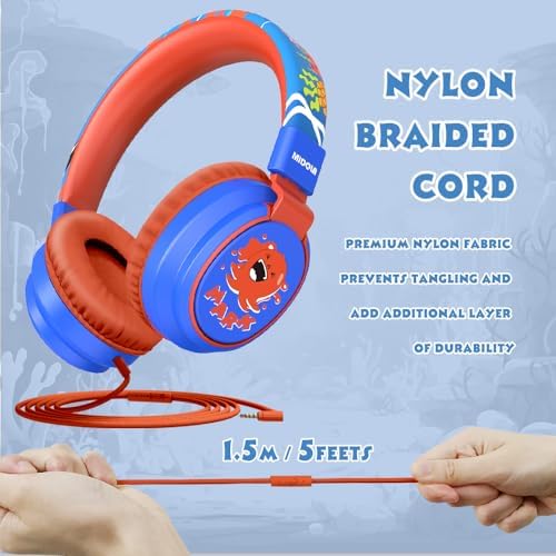 MIDOLA Kids Over-Ear Headphones: Safe Audio Experience with Noise Limitation, Foldable & Travel-Friendly Design, Custom Volume Control (85/110 d B), Built-In Microphone, and AUX Compatibility for School, Gaming, and Family Adventures in Sleek Black
