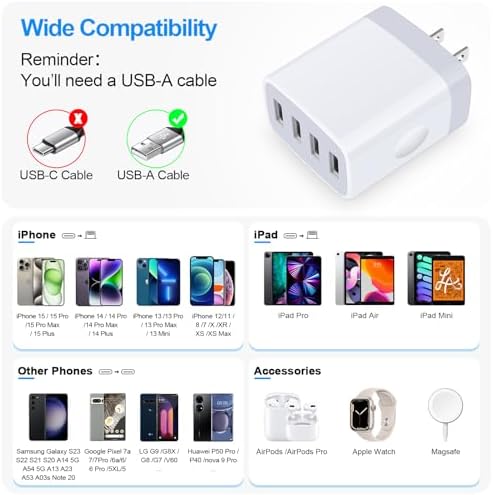 Dual USB Wall Charger 2-Pack – Rapid Charge Block for i Phone, Samsung Galaxy & Google Pixel – Universal Compatibility Power Adapter for Home, Office, and Travel – Fast Charging Technology with Compact Design – Reliable Multi Plug Outlet Solution for All Your Devices