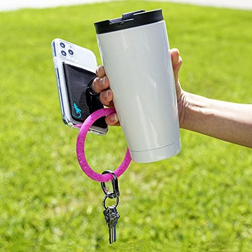 Gecko Universal Phone Ring Wallet – 360° Swivel Grip with Strong Adhesive for Credit Cards and Cash – Enhanced Stability and Comfort for Selfies, Videos, and Everyday Use – Compatible with All Cell Phone Models – Durable, Magnetic Mount Ready – Gray Finish – 90-Day Satisfaction Guarantee