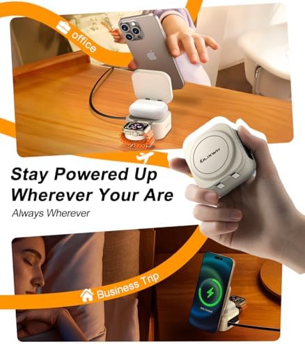 2025 3-in-1 Magnetic Wireless Charging Station for Apple Devices – Fast 15 W Mag Safe Charger with Retractable Cable and Foldable Stand for i Phone 16/15/14/13/12 Pro Max, Apple Watch, and Air Pods – Ultimate Portability and Enhanced Safety Features