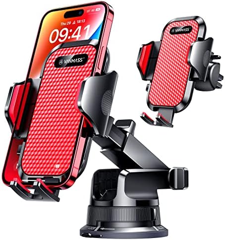VANMASS Pro Universal Car Phone Mount with 2025 Super Suction Cup – Ultimate Cell Phone Holder for Safe Driving, Compatible with i Phone 16 Pro Max, 15, 14, 13 & Samsung Android Devices – Easy Installation, 360-Degree Rotation, and Enhanced Stability for Windshield, Dashboard, and Vent Use