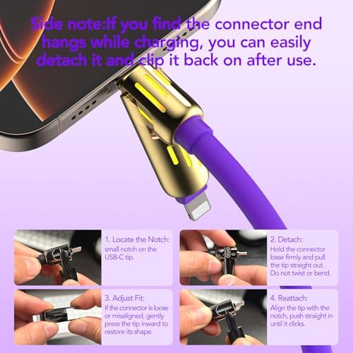 4-in-1 Universal Multi USB Charging Cable – 240W Max Fast Charger Cord with Multiple Connectors for iPhone 16/15/14/13, iPad, Samsung, MacBook, Tablets & More (Black, 6.6Ft) – Enhanced Compatibility and Speed