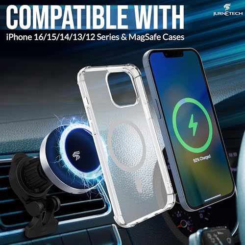Elevate Your Commute with the Magsafe Car Mount Charger – Fast Wireless Charging and 360° Rotation for Ultimate Convenience | Magnetic Phone Holder for i Phone 16/15/14/13/12 | Three Durable Mounts for Unmatched Stability and Seamless Integration | Compatible with Mag Safe Cases for Reliable Power on the Go