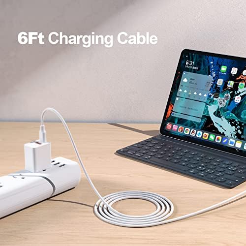20 W USB-C Charger for i Pad Mini 6 – Rapid Fast Charging with 6.6 ft Cable – Compact Design for Home and Travel – Efficient Power Delivery & Broad Compatibility for All USB-C Devices – Durable Construction for Long-Lasting Use