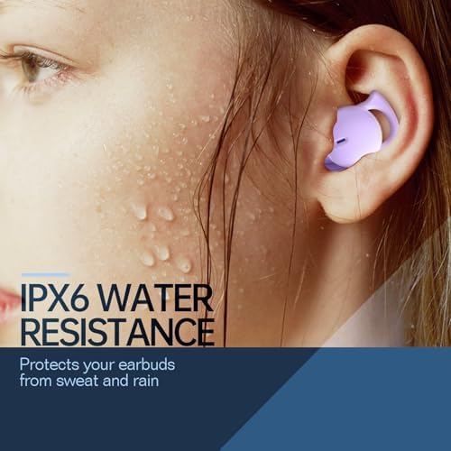 Ultimate Comfort Sleep Earbuds – Bluetooth 5.3 Wireless Noise-Canceling Headphones for Side Sleepers in Elegant Purple – Perfect for Tranquil Nights, Travel, and Mindful Meditation, Designed for Uninterrupted Relaxation and Effortless Connectivity