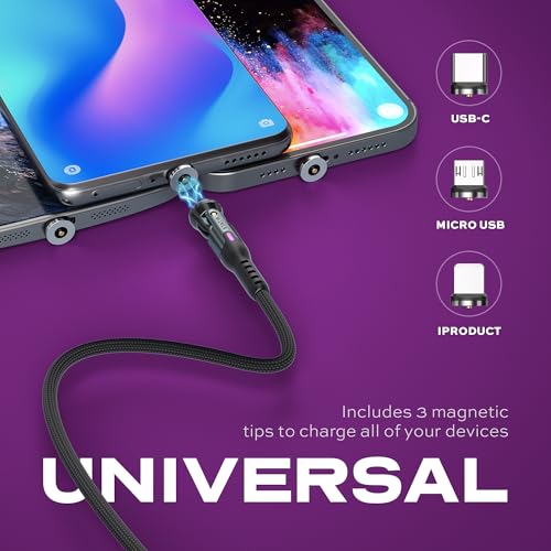 Enhance Your Charging Efficiency with the Statik 360 Magnetic 3-in-1 Cable – Versatile 6 FT Length, Rapid 3 A Power Delivery, Glo Bright Indicator for Effortless Low-Light Connectivity and Universal Device Compatibility