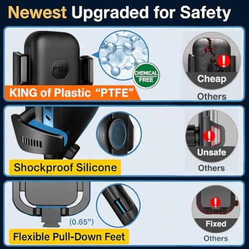 2025 Premium 85+LBS Ultra Strong Suction & Clip Military-Grade 3 in 1 Car Phone Holder Mount for Dashboard Windshield Vent, Heavy Duty Cradle for iPhone 16 15 14 Pro Max, Android Devices – Enhanced Compatibility and Speed