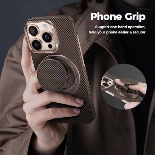 Revolutionize Your i Phone Experience with BENKS Armor Pop Magnetic Grip & Stand – 360° Rotatable Kevlar Phone Holder for Mag Safe, Perfectly Compatible with i Phone 16/15/14/13/12 Series, Ultimate Stability and Style for Everyday Use