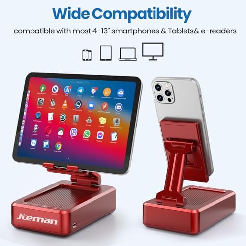 Transform Your Multimedia Experience with the JTEMAN Adjustable Tablet Stand Featuring Bluetooth Speakers – Versatile Kitchen Gadget and Perfect Gift for Him or Her – Wireless Charging Station for Phones and Tablets, Enhanced Compatibility for All Devices