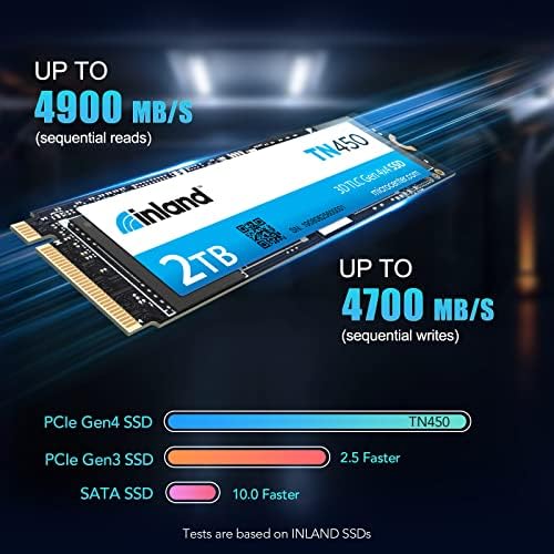 Elevate Your Performance with the INLAND TN450 500 GB NVMe M.2 PCIe Gen4 x4 Internal SSD – Unmatched 5,000 MB/s Speeds, 3 D NAND Technology for Ultimate Durability, Perfect Upgrade for Laptops & Desktops