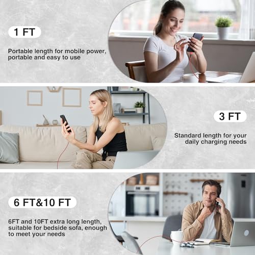 High-Speed Braided USB A to Type C Charger Cable Set – 5 Pack of 6 ft Fast Charging Cables for Samsung Galaxy S Series, Note Series, and Moto G Series – Durable Dark Gray Design for Maximum Flexibility and Compatibility