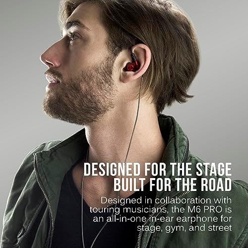 MEE audio M6 PRO In-Ear Monitor Headphones – 2 nd Gen Model with Superior Sound Quality, Customizable Fit Memory Wire Earhooks, and Durable Replaceable Cables for Professional Musicians – Noise Isolation Earbuds with Dual Cord Options (Black) – Perfect for Live Performances and Studio Recording