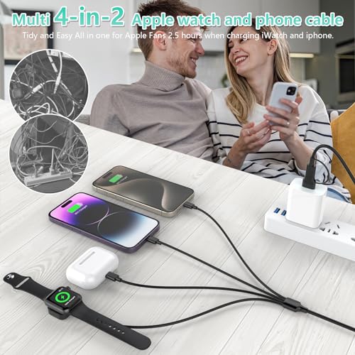 Universal 6-in-1 Multi-Device Charging Cable – 10 FT USB A/C Fast Charger for i Watch Ultra/SE/9/8/7/6/5/4/3 & i Phone 16/15/14/13/11/12/Galaxy Devices – Unmatched Durability, Travel-Ready Design & Seamless Connectivity for Efficient Power Solutions on the Go
