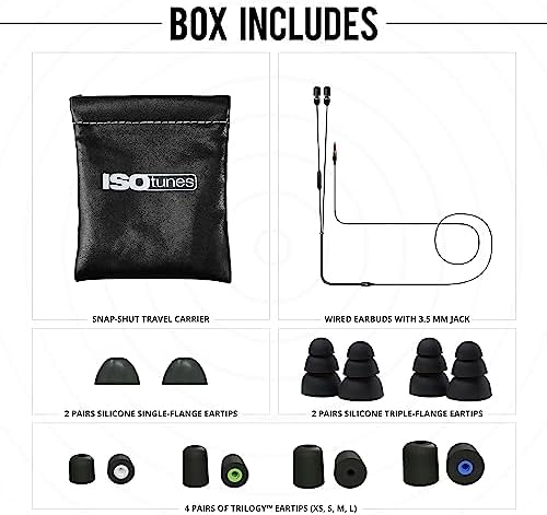 ISOtunes Wired Earplug Headphones – Enhanced Noise Cancelling Earbuds with 29 NRR for Maximum Sound Isolation, IPX5 Waterproof for Active Use, Durable Braided Wire Construction, OSHA Compliant for Workplace Safety, Perfect for Music and Communication