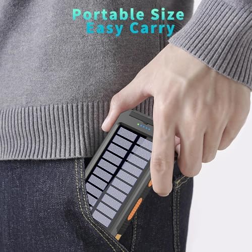 High-Capacity 39,800 m Ah Solar Power Bank: Ultra-Fast USB-C Charger with Emergency LED Light & Navigation Compass – Ideal for Adventurers & Daily Users Seeking Reliable Energy Solutions