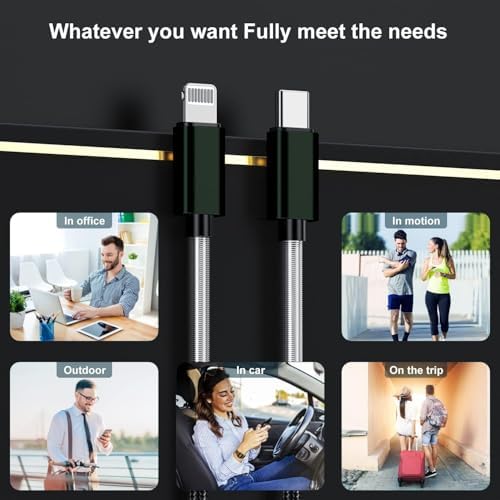 10-Foot Apple MFi Certified USB C to Lightning Charging Cable – Dual Pack High-Speed i Phone Charger for 14/13/12 Series and i Pad – Durable Long Charging Cord for Ultimate Convenience and Flexibility