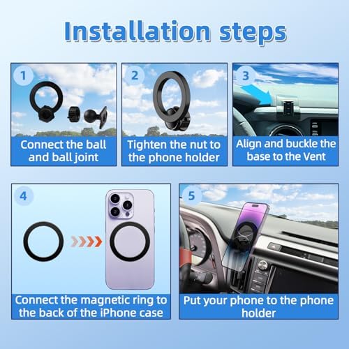 Upgrade Your Toyota Tundra or Sequoia Driving Experience with the 360° Rotating Mag Safe Phone Holder – Premium Dashboard Mount Designed for 2020-2025 Models, Ensures Safety, Accessibility, and Sleek Aesthetics Without Air Vent Obstruction
