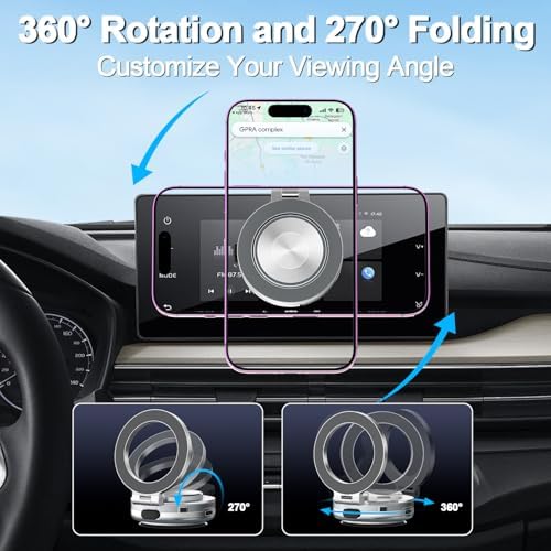 Revolutionize Your Driving with the AICase Magnetic Phone Holder – 360° Rotatable Electric Suction Cup Mount for i Phone & Android, Mag Safe Compatible with Adhesive Pad for Uneven Surfaces – Ultimate Stability & Hands-Free Convenience