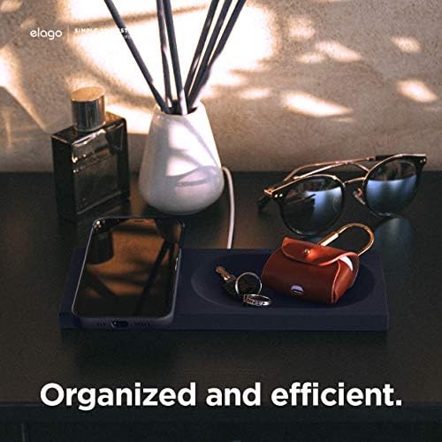 elago Premium Mag Safe Charging Tray: Streamline Your Charging Experience for i Phone 16/15/14/13/12 & Air Pods – Stylish Stone Finish Wireless Station for Home & Office – Durable Non-Slip Design Ensures Device Stability – Customize with Your Own Cable for a Personalized Touch