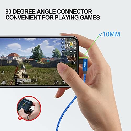 Dasku 3 FT 90-Degree USB C to Lightning Charging Cable – Fast 20 W Nylon Braided Cord for i Phone 14/13/Pro/12/Max/11/XS/XR/8/Plus – Ultimate Durability & Efficient Data Sync for Tight Spaces