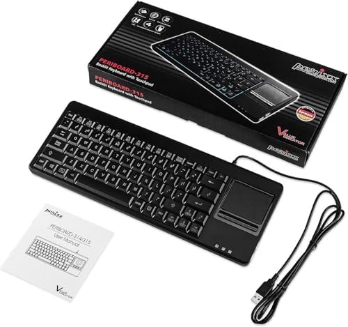 Revolutionize Your Workspace with the Perixx PERIBOARD-315 H Wired USB Backlit Keyboard – Integrated Touchpad & Dual USB Ports for Ultimate Efficiency in Black, Perfect for Windows Users