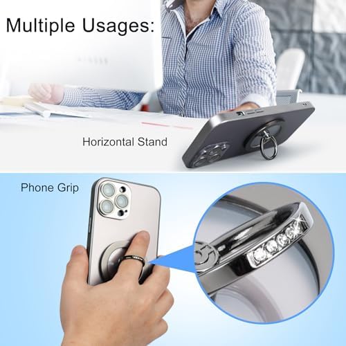 Experience Unmatched Elegance and Functionality with the EI Sonador Magnetic Phone Grip – Premium Transparent Gold Diamond Ring Holder for i Phone 14 Plus, 13, 12 Pro Max & Mini – Ideal for Effortless Selfies and Hands-Free Use, Enhanced Mag Safe Compatibility, Lightweight Removable Design for Ultimate Convenience