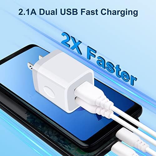 Dual-Port Fast Charging USB Wall Charger Block – 5 Pack, 2.1 A Adapter for i Phone, Samsung Galaxy, and Google Pixel Devices – Portable Power Solution for Home, Office, and Travel – Enhanced Compatibility and Safety Features